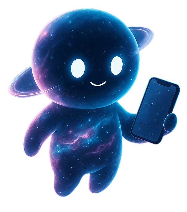 Cosmic character with phone